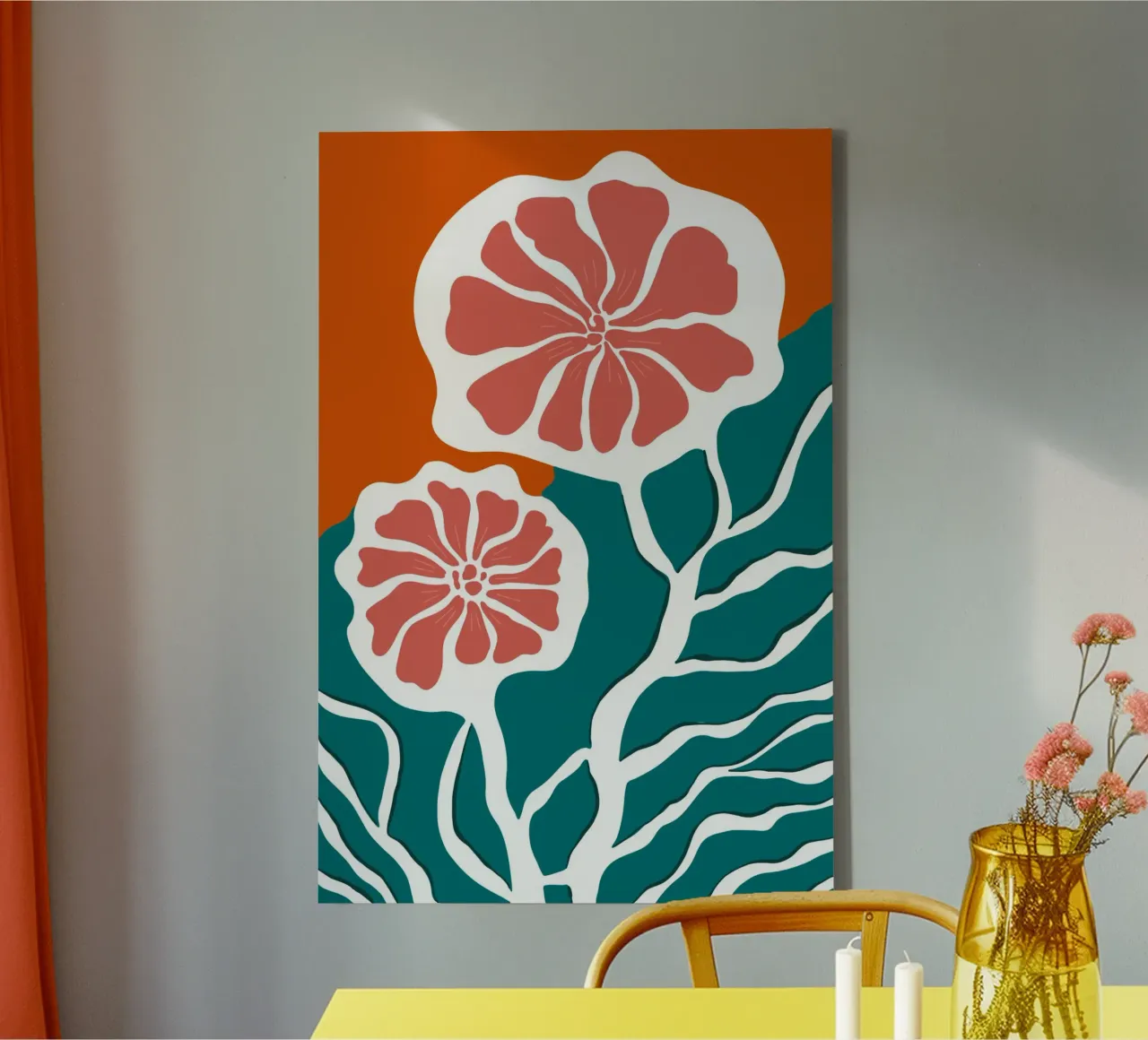 Summer Flower canvas met Baklijst van Artsy Bessy