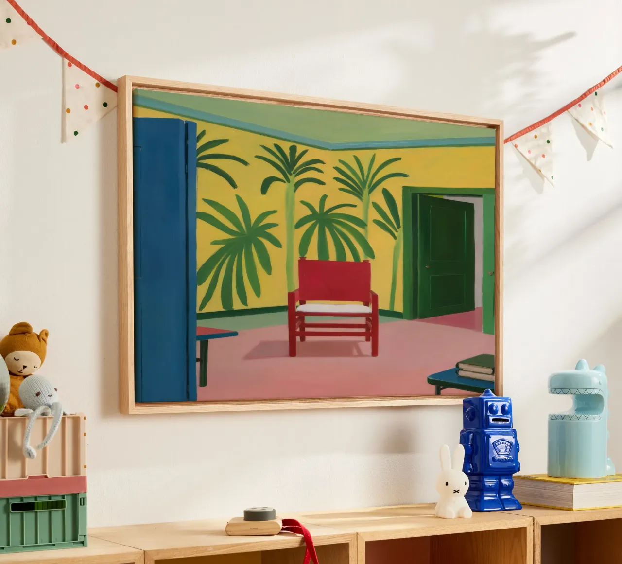Sedia rossa Jungle Room tela con Cornice a cassetta da Pan Denim