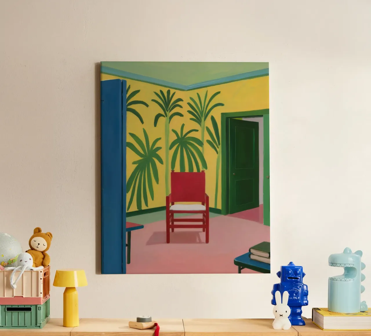 Sedia rossa Jungle Room tela con Cornice a cassetta da Pan Denim