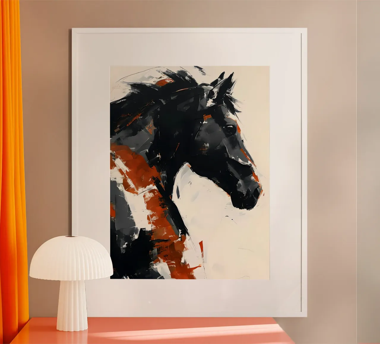 Ritratto astratto di cavallo poster con telaio in legno da 🎨 Point and Art