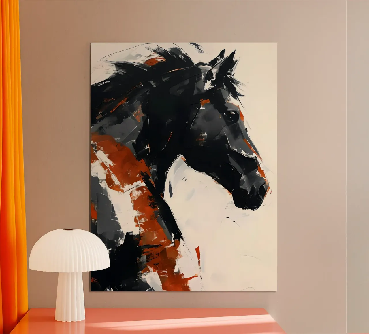 Ritratto astratto di cavallo poster con telaio in legno da 🎨 Point and Art