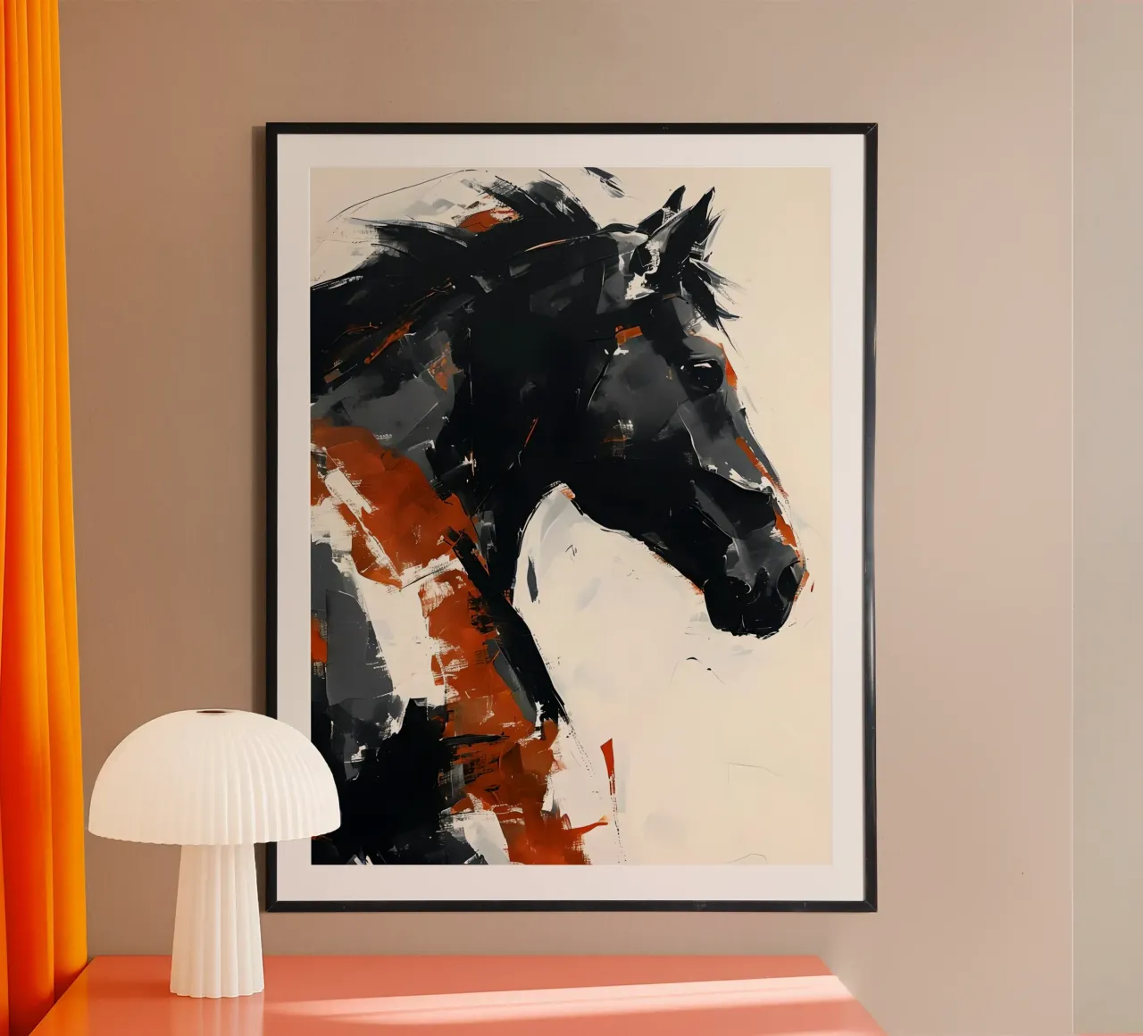 Ritratto astratto di cavallo poster con telaio in legno da 🎨 Point and Art