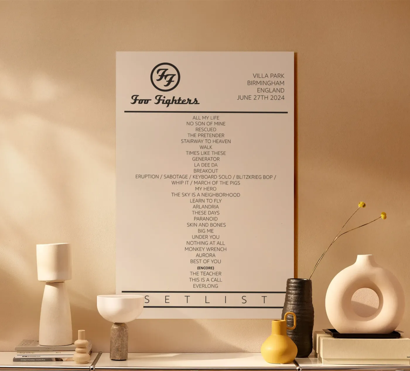 Foo Fighters Tour Setlist plexiglass da lucasmeier