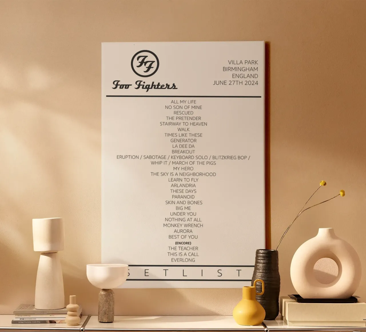 Foo Fighters Tour Setlist canvas met Baklijst van lucasmeier