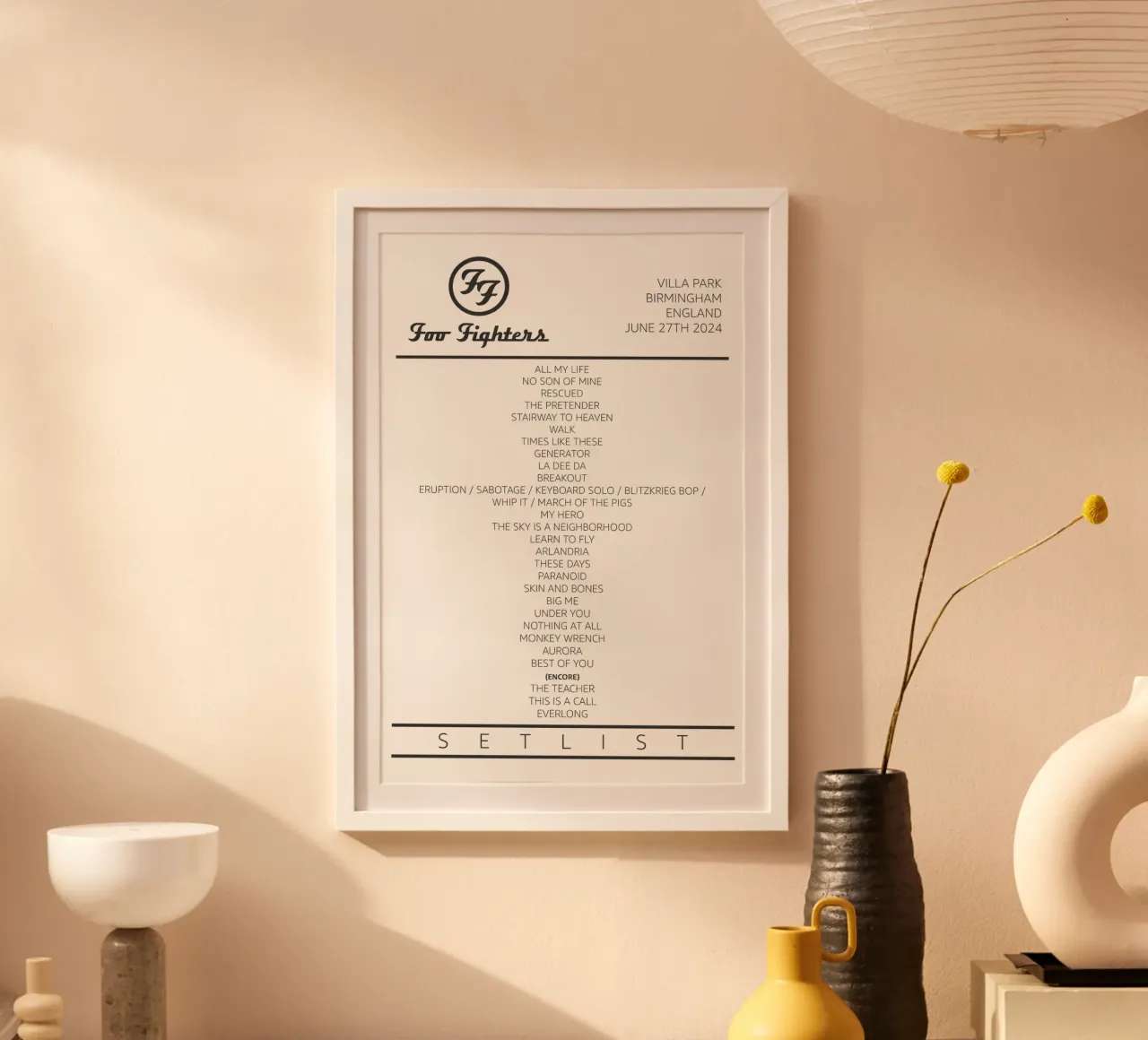 Foo Fighters Tour Setlist poster con telaio in plastica da lucasmeier