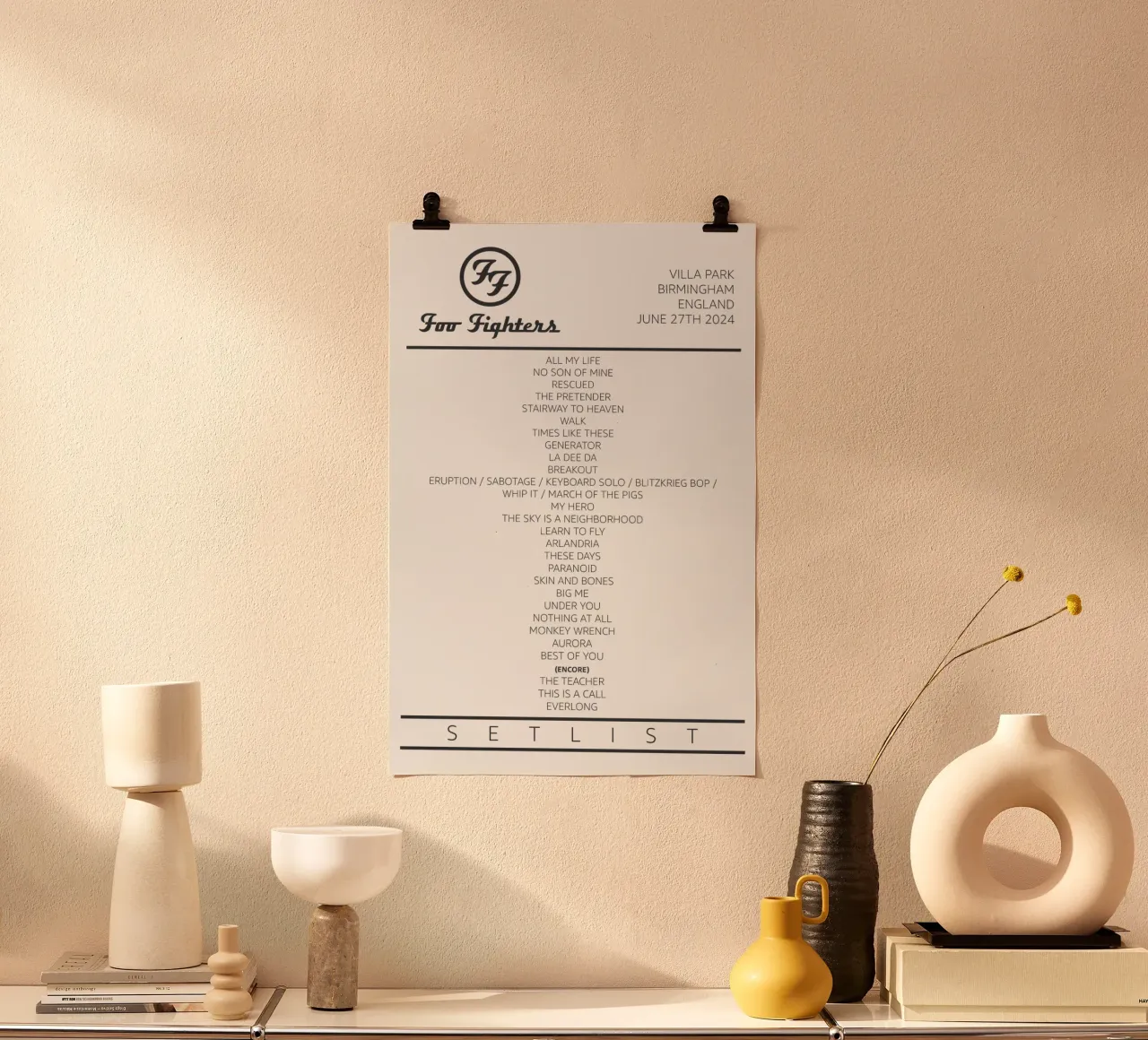 Foo Fighters Tour Setlist poster con telaio in plastica da lucasmeier