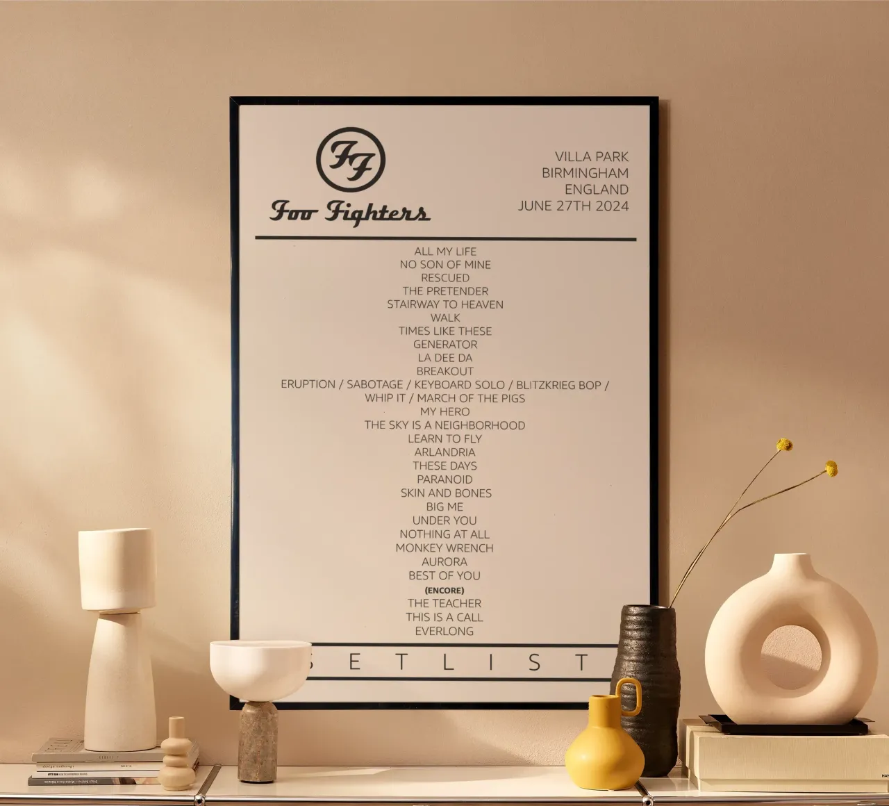 Foo Fighters Tour Setlist poster con telaio in plastica da lucasmeier