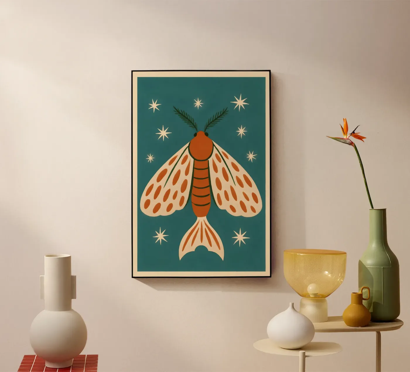 Celestial Elemental Moth acryl van Art.Piece