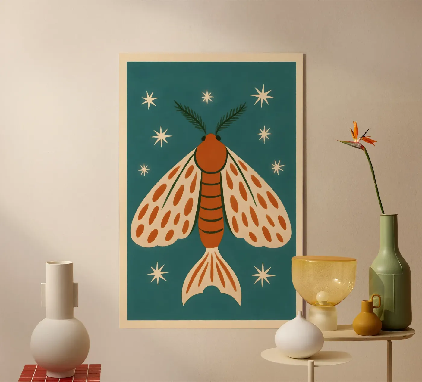 Celestial Elemental Moth acryl van Art.Piece