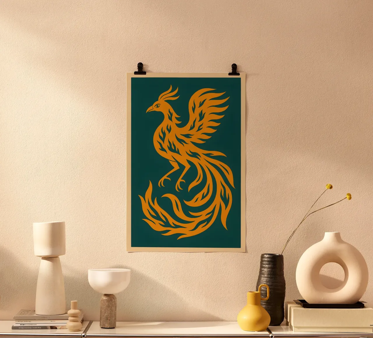 Ember Rebirth Phoenix | Harry Potter Iconic poster con telaio in plastica da Art.Piece