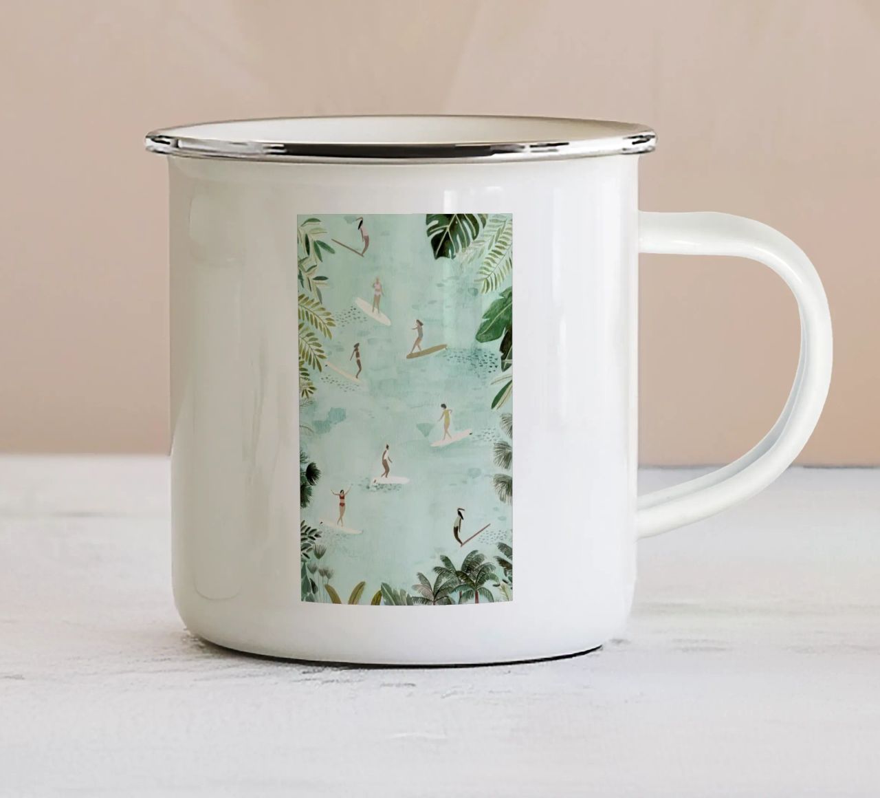 Surf Dreams tazza in smalto da Isabelle Vandeplassche