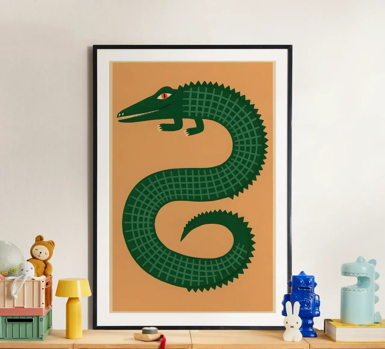 Viridian Spiral Crocodile poster con telaio in legno da Art.Piece
