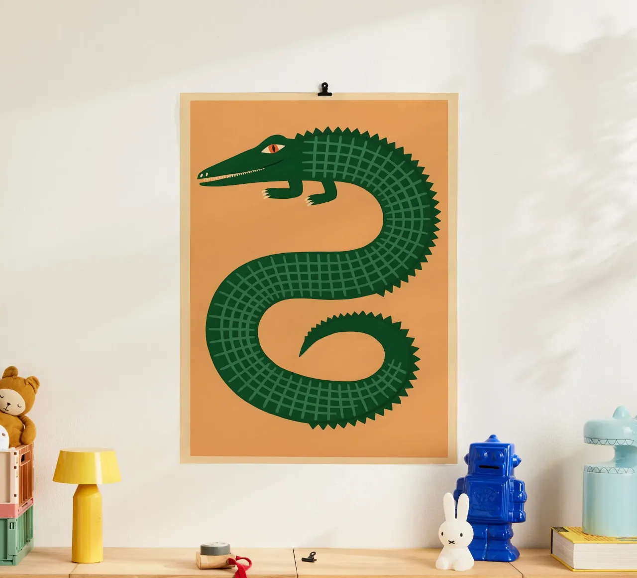 Viridian Spiral Crocodile poster con telaio in legno da Art.Piece