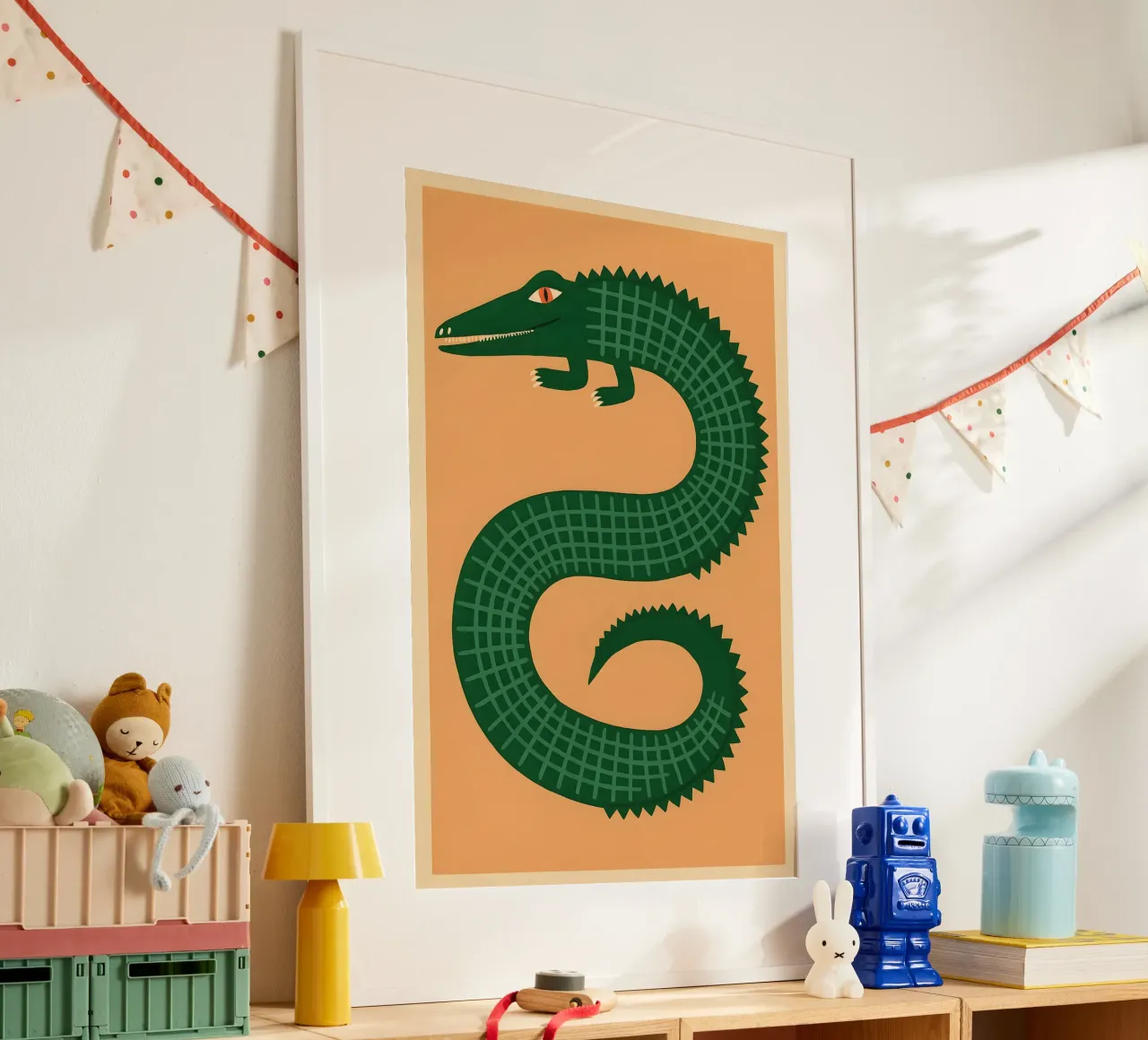 Viridian Spiral Crocodile poster con telaio in legno da Art.Piece
