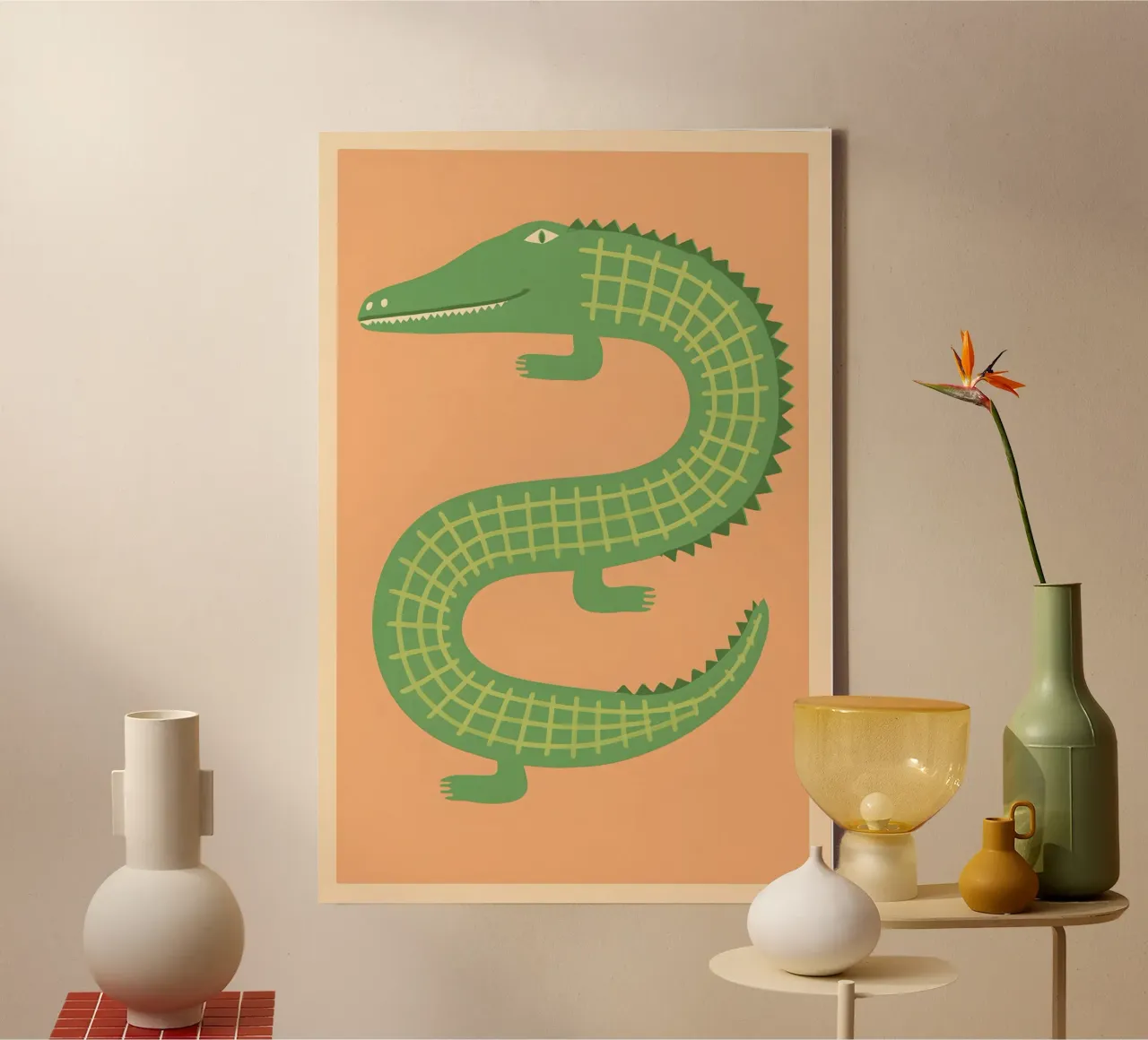 Mint Mosaic Crocodile tela con Cornice a cassetta da Art.Piece