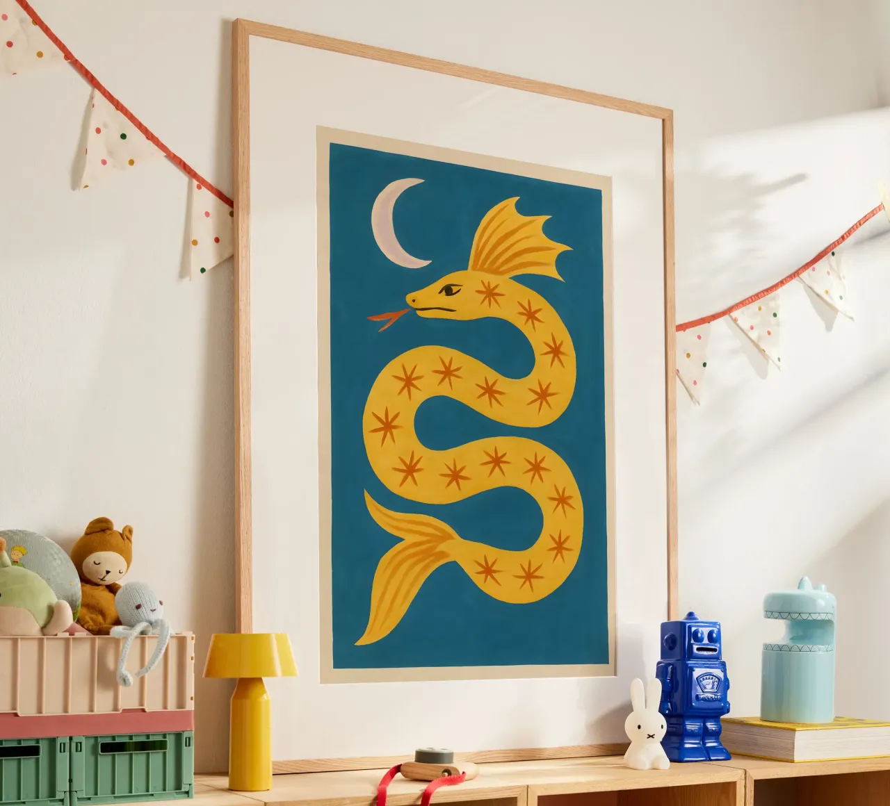 Moonlit Sea Serpent poster con telaio in plastica da Art.Piece