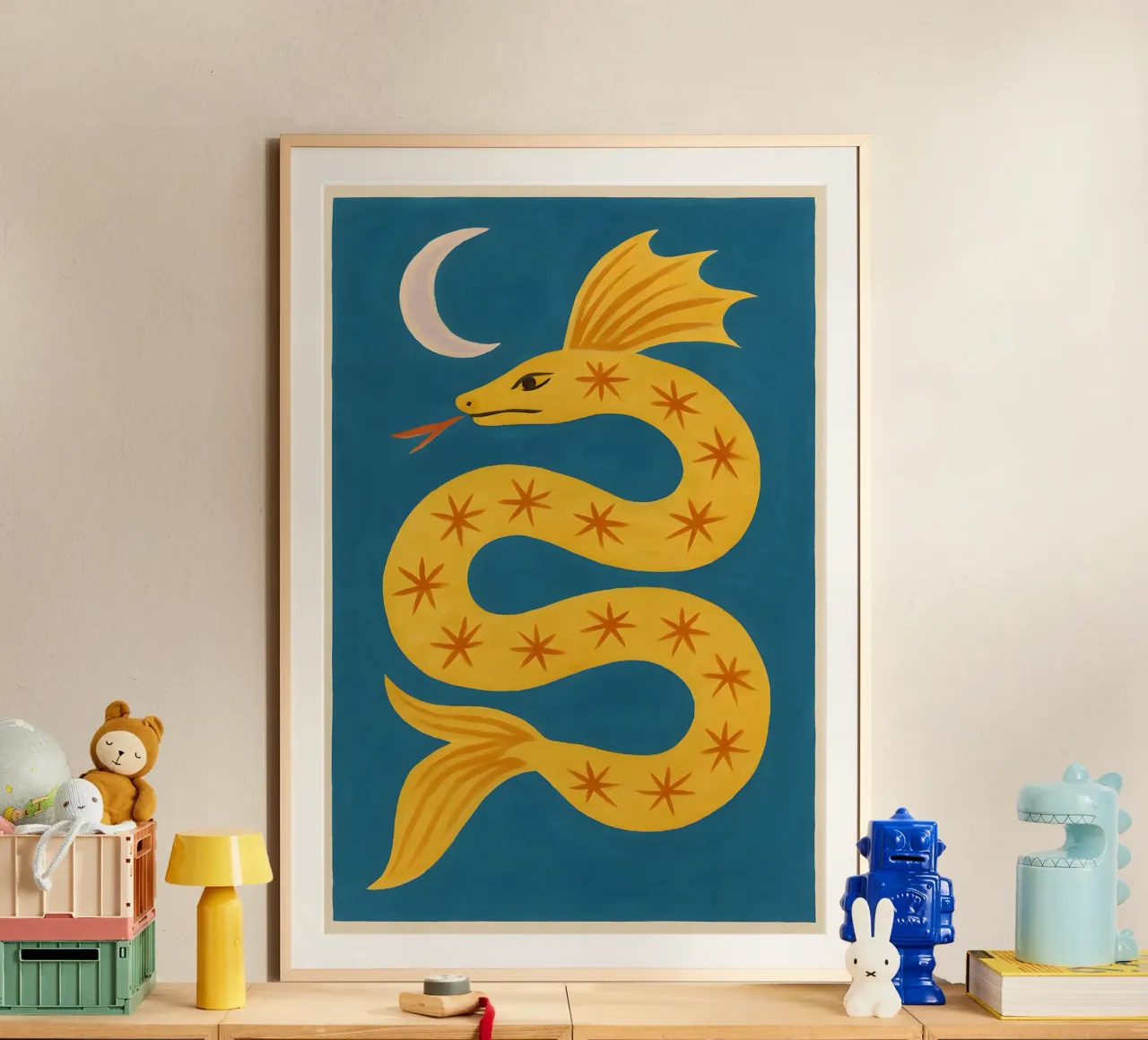 Moonlit Sea Serpent poster con telaio in plastica da Art.Piece