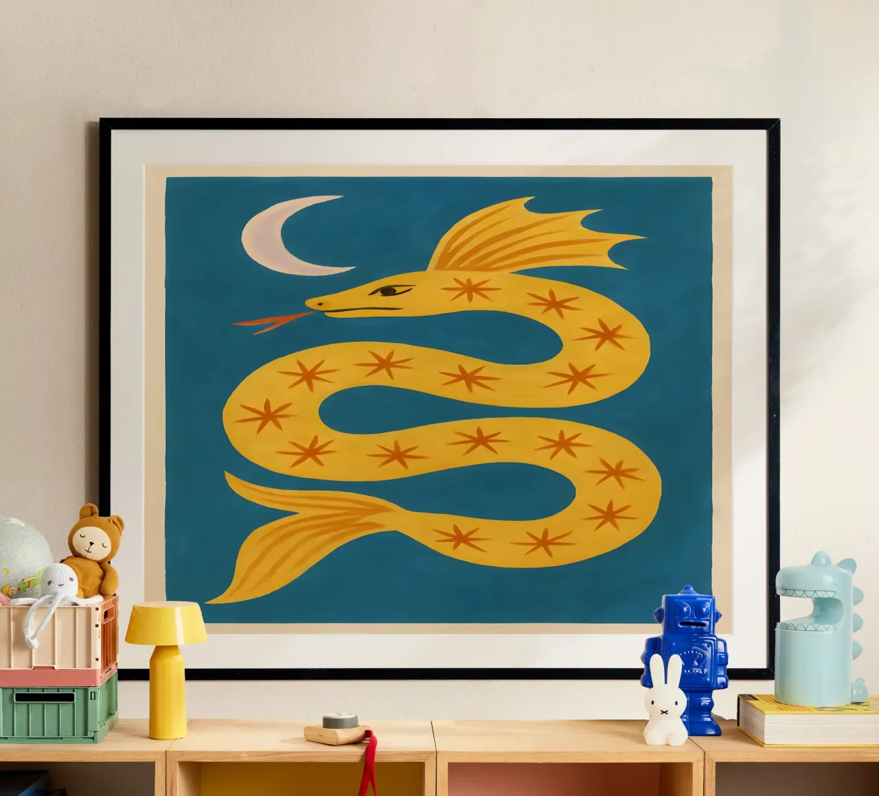 Moonlit Sea Serpent poster con telaio in plastica da Art.Piece