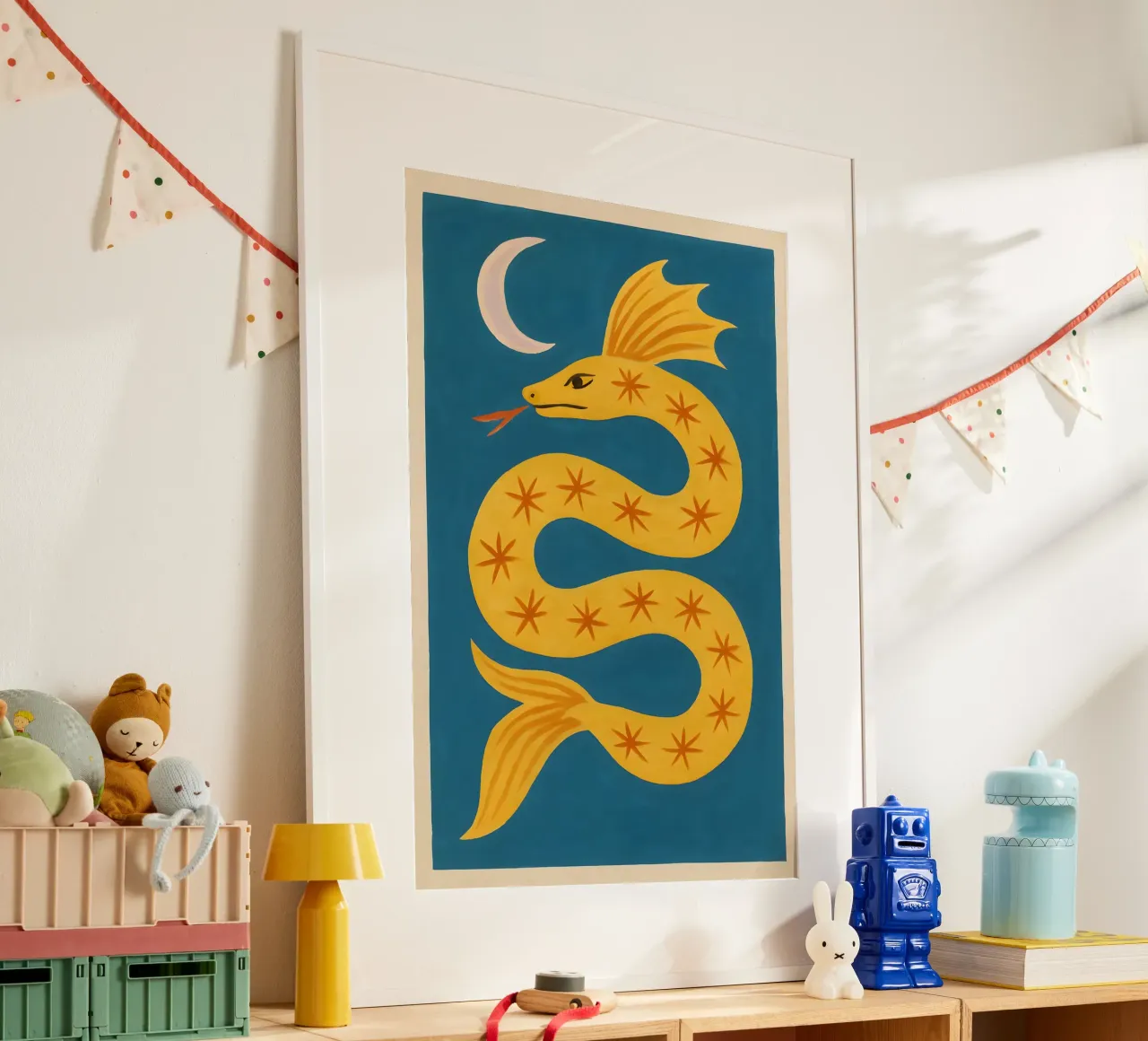 Moonlit Sea Serpent poster con telaio in plastica da Art.Piece