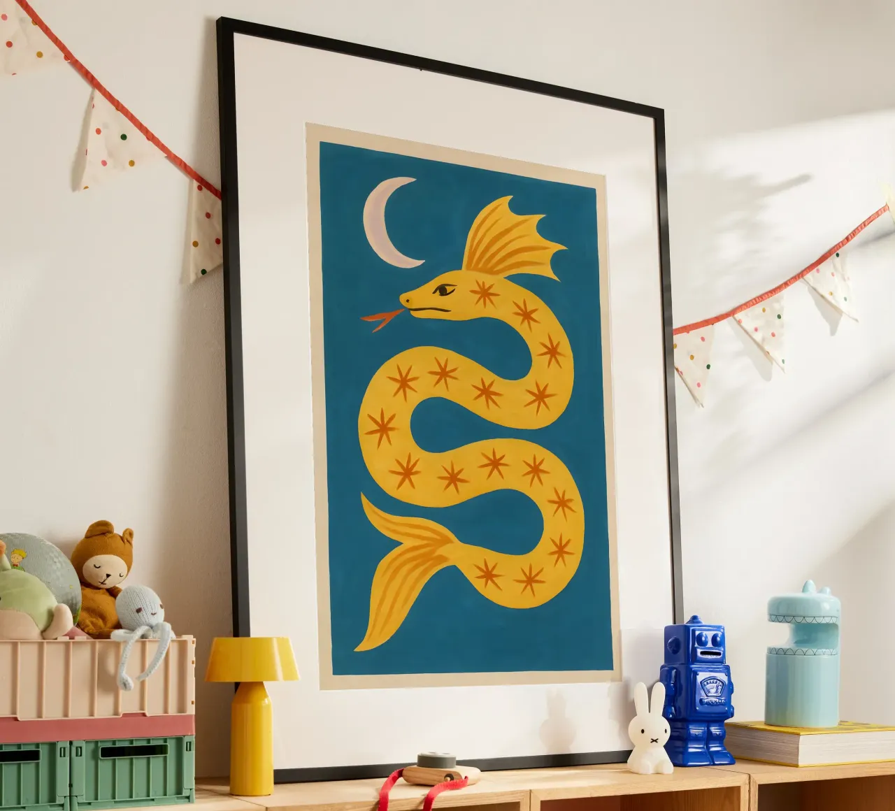 Moonlit Sea Serpent poster con telaio in plastica da Art.Piece