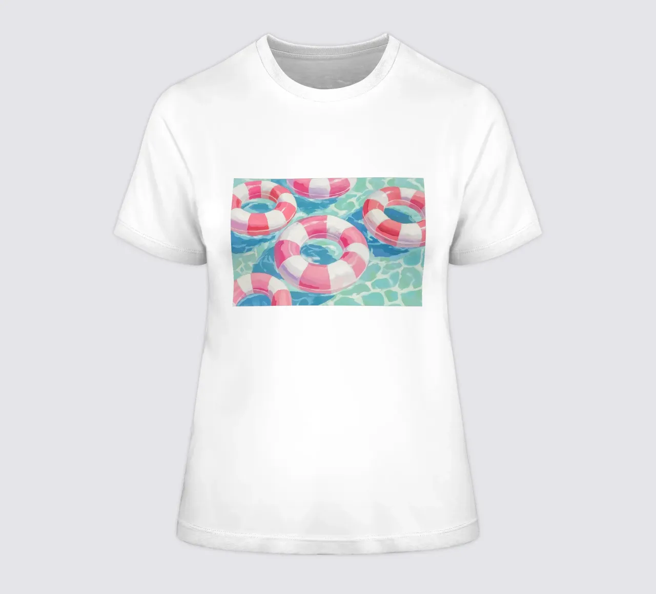 Swimming tyre pool fun women's fitted t-shirt by Carinaprint