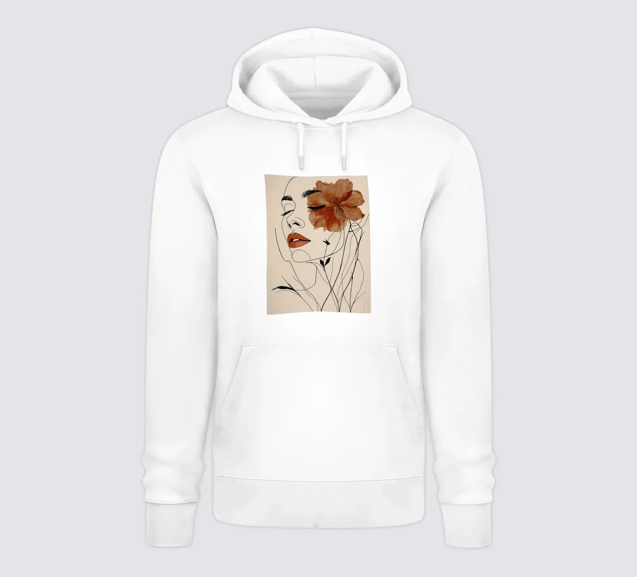 Line art donna floreale felpa con cappuccio da 🥝 KIWI STORE