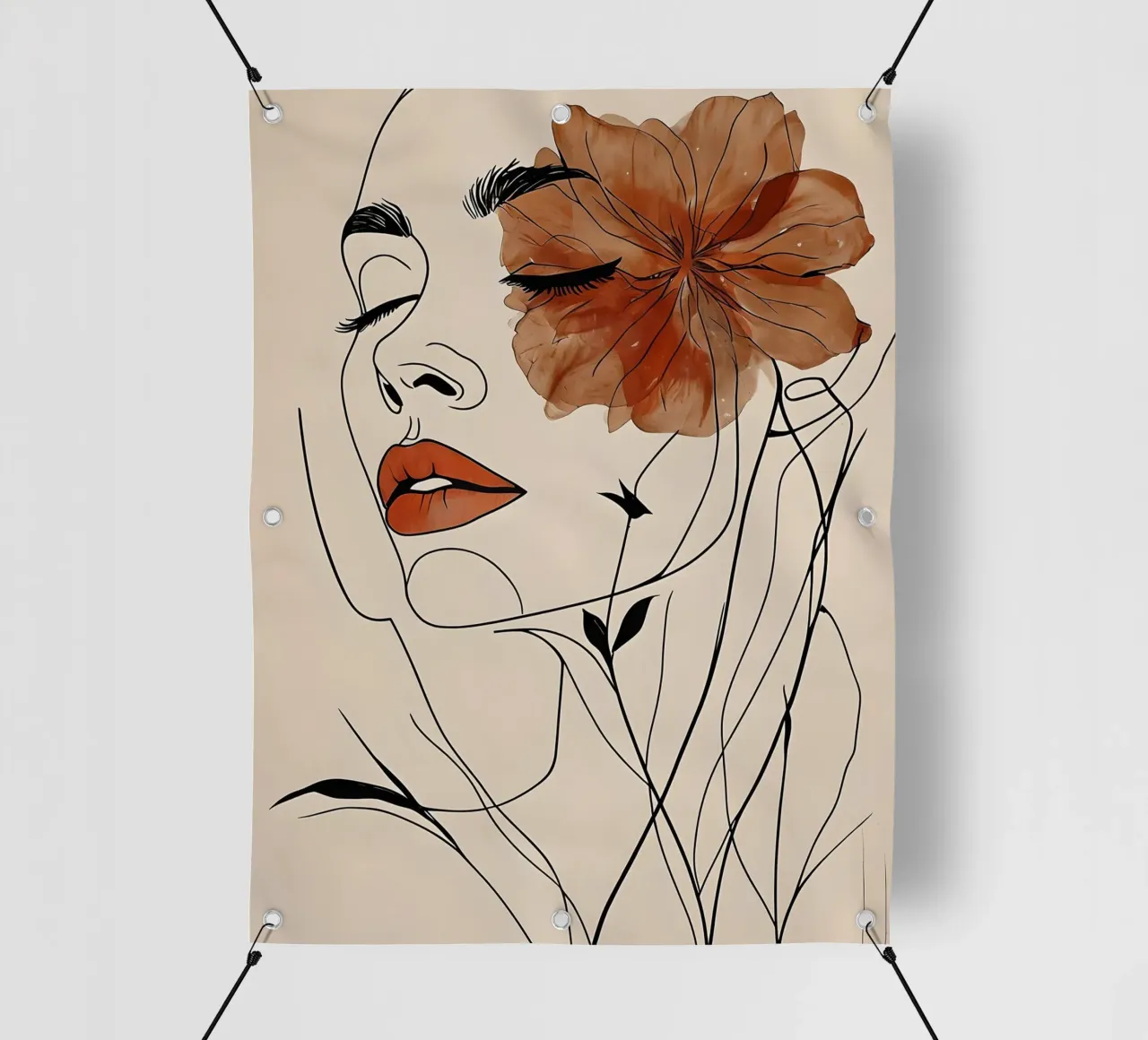 Line art donna floreale telo in pvc da 🥝 KIWI STORE
