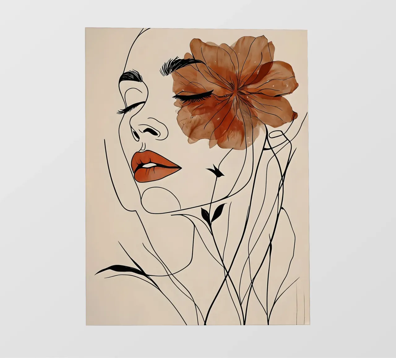 Line art donna floreale telo in pvc da 🥝 KIWI STORE