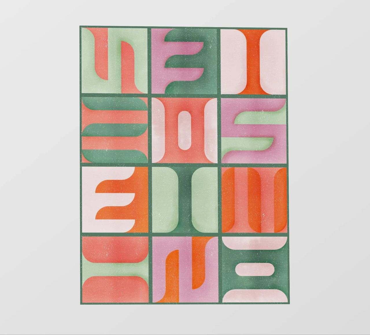 Simbolica Tiles On Green Canvas photo wallpaper by designdn