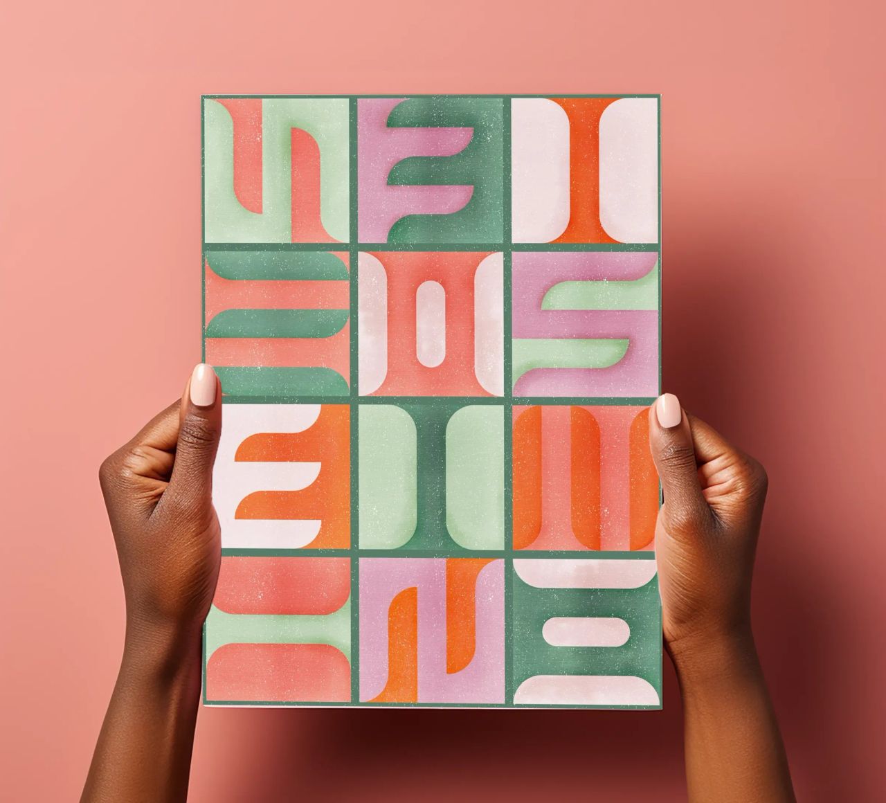 Simbolica Tiles On Green Canvas sticker sheet by designdn