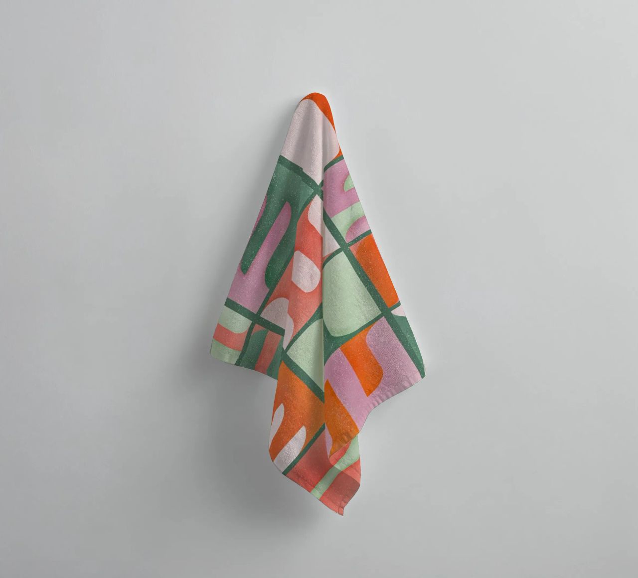 Simbolica Tiles On Green Canvas towel by designdn