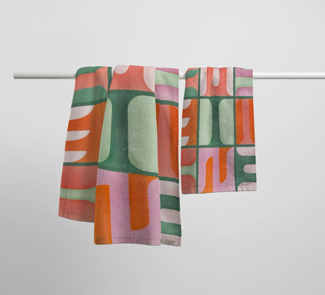 Simbolica Tiles On Green Canvas towel by designdn