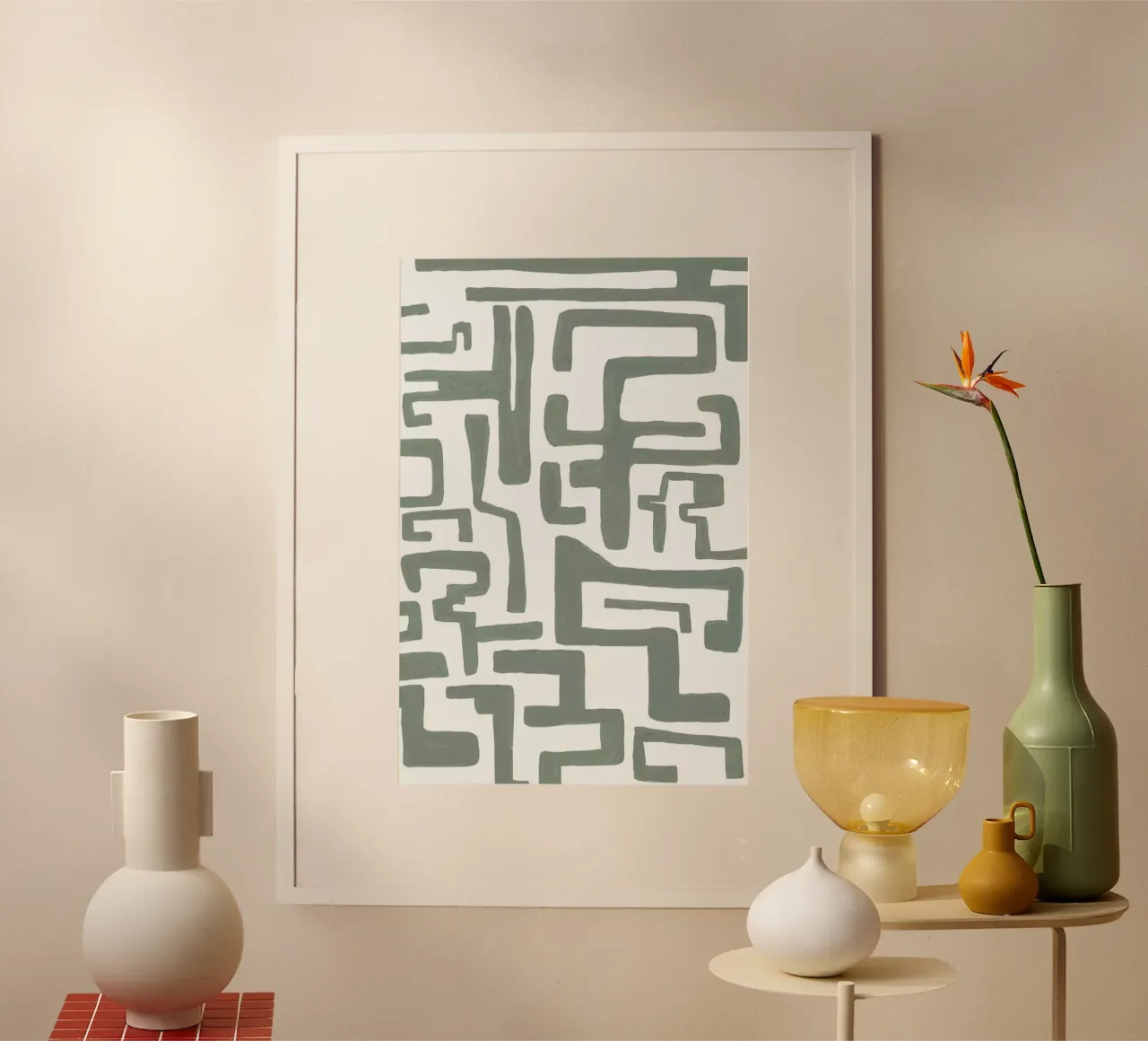 Kuba Grijs Groen poster con telaio in alluminio da Femke Zwaan