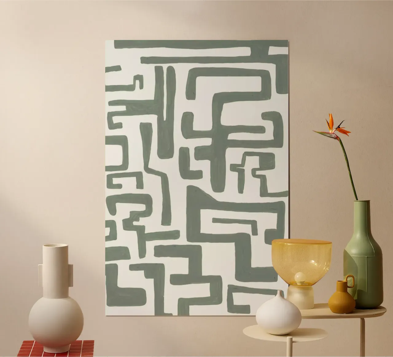 Kuba Grijs Groen poster con telaio in alluminio da Femke Zwaan