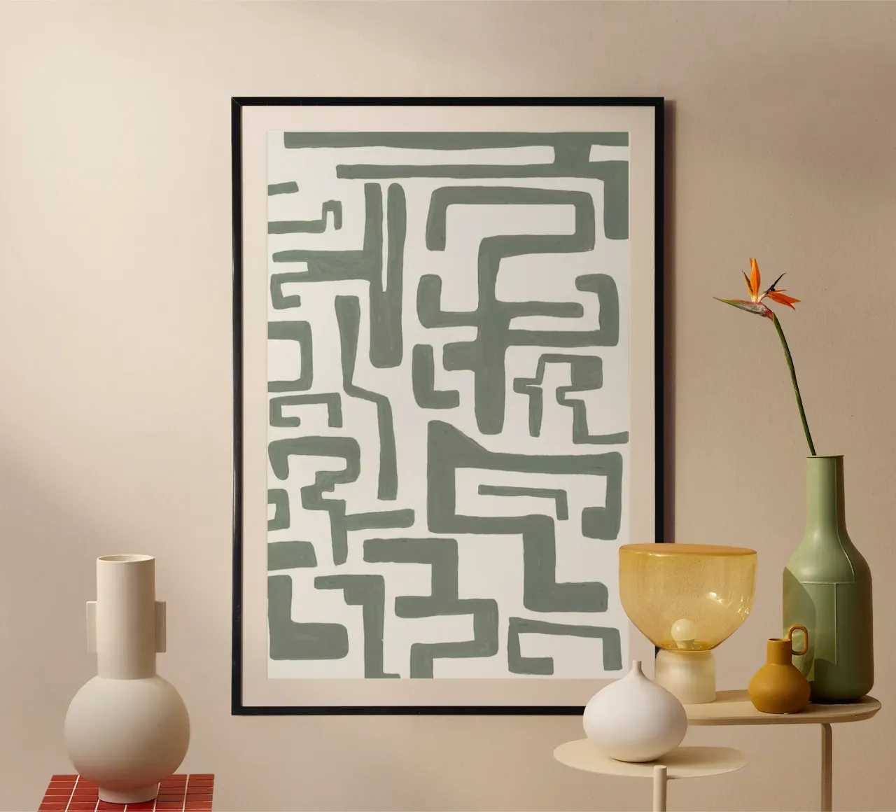 Kuba Grijs Groen poster con telaio in alluminio da Femke Zwaan
