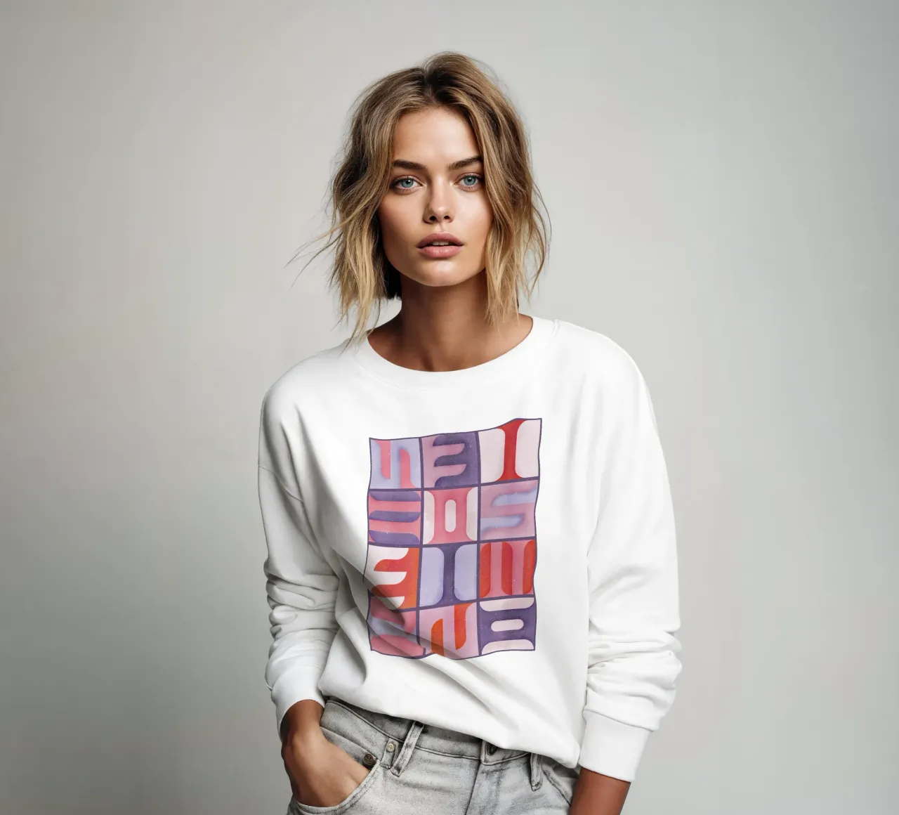Simbolica Tiles On Violet Canvas sweatshirt van designdn