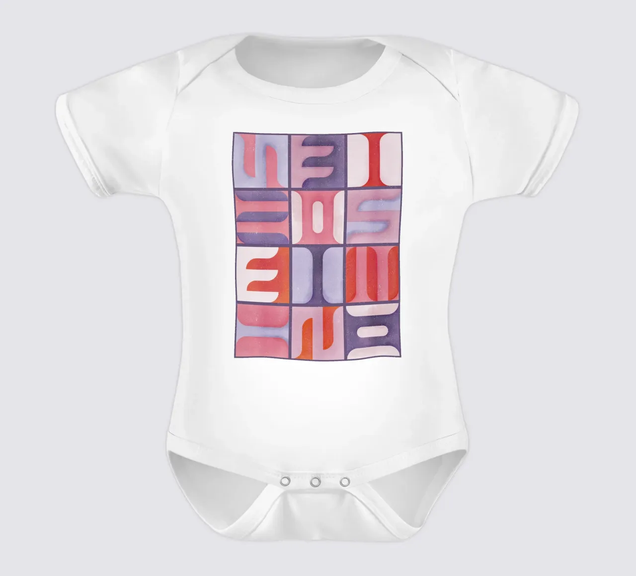 Simbolica Tiles On Violet Canvas body neonato maniche corte da designdn