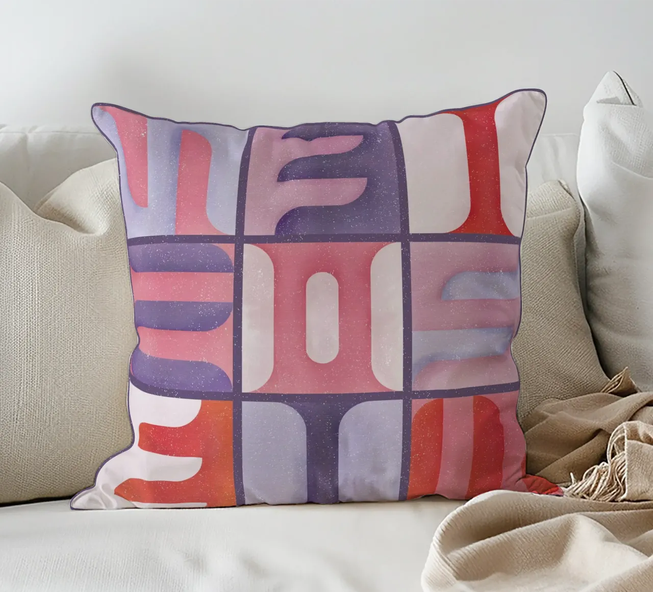 Simbolica Tiles On Violet Canvas cuscino da designdn