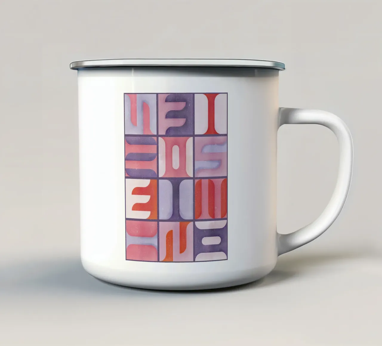 Simbolica Tiles On Violet Canvas enamel mug by designdn