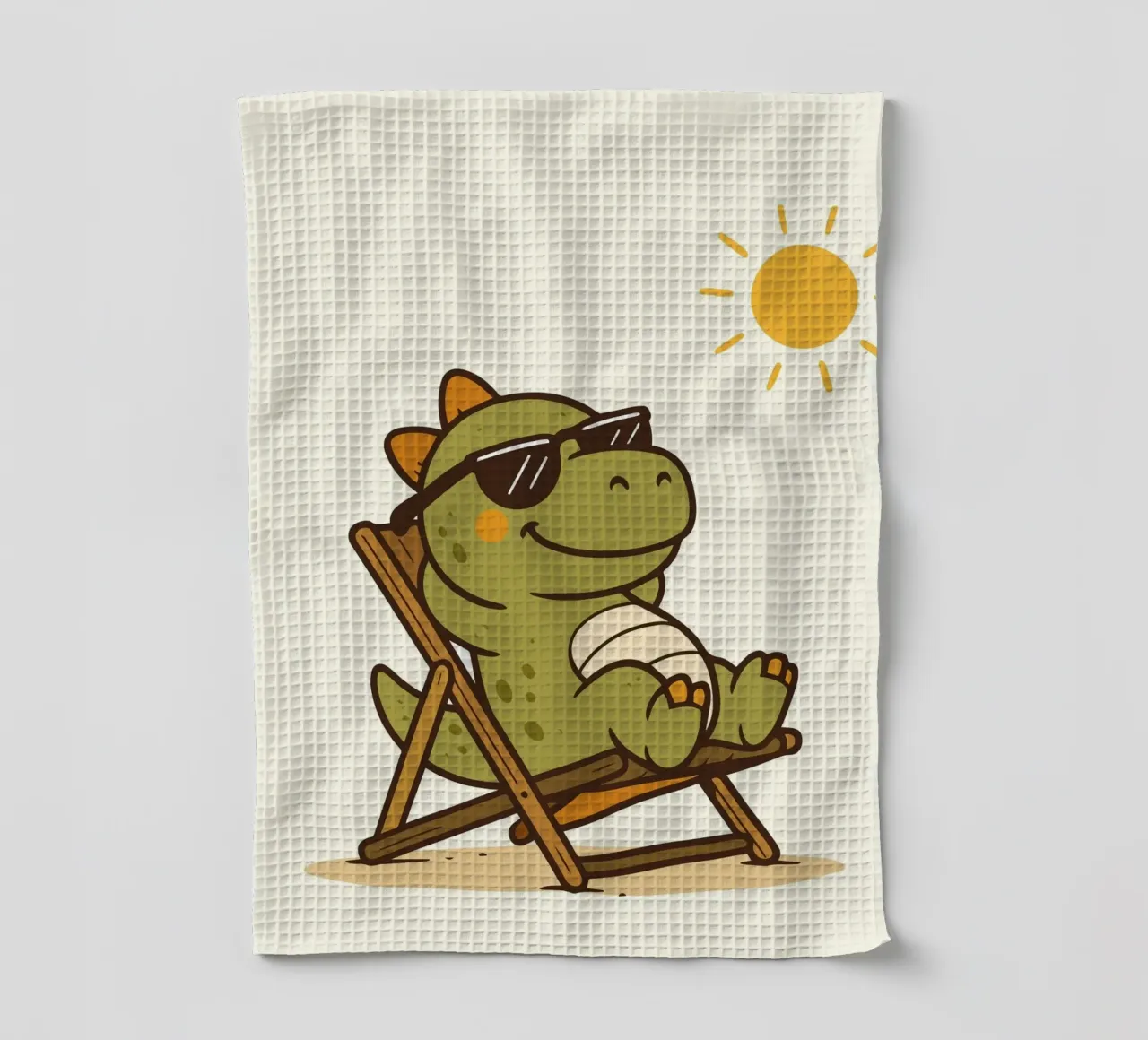 entspannter Dinosaurier mit Sonnenbrille genießt die Sonne Geschirrtuch von namosh