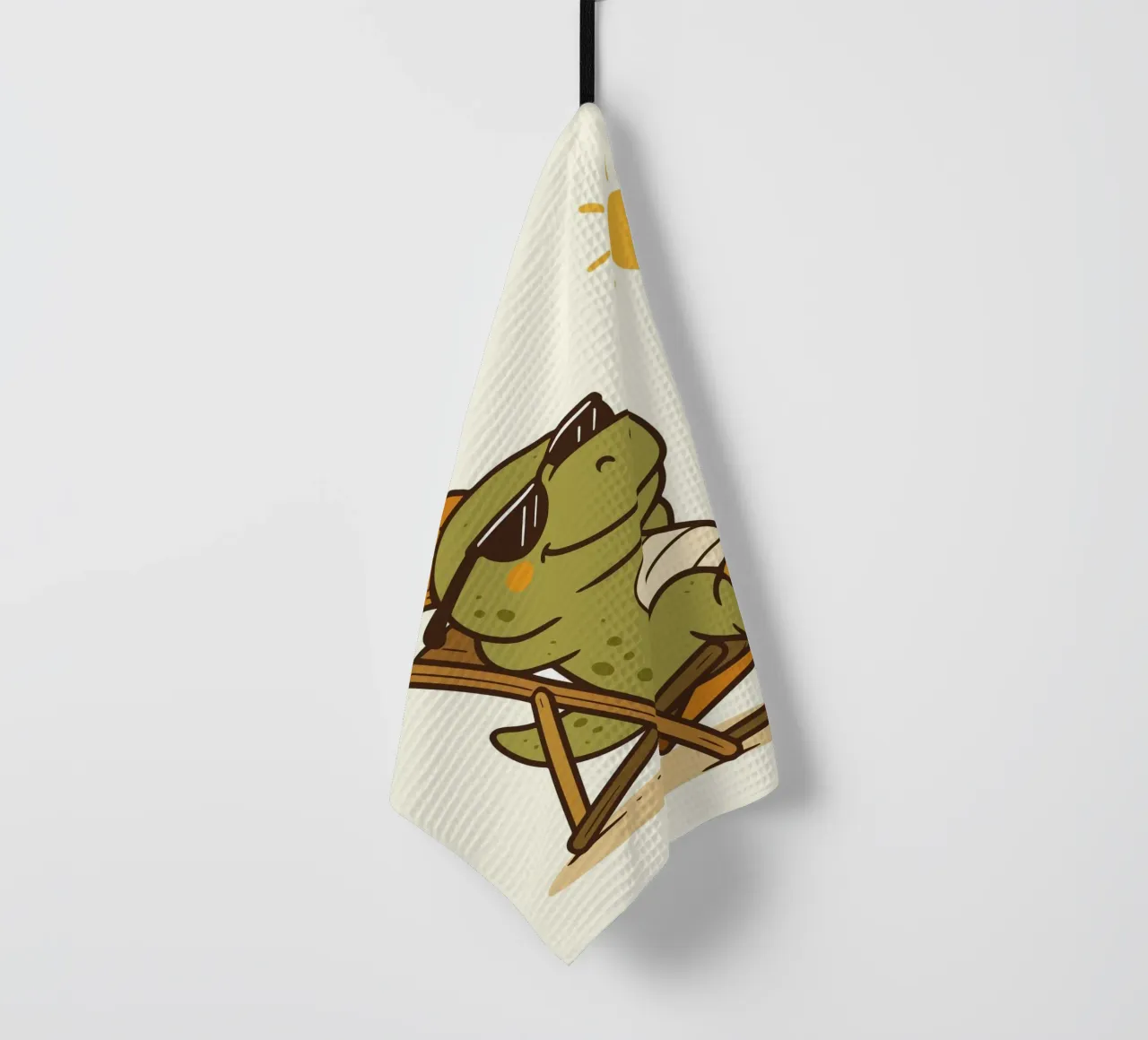 entspannter Dinosaurier mit Sonnenbrille genießt die Sonne Geschirrtuch von namosh