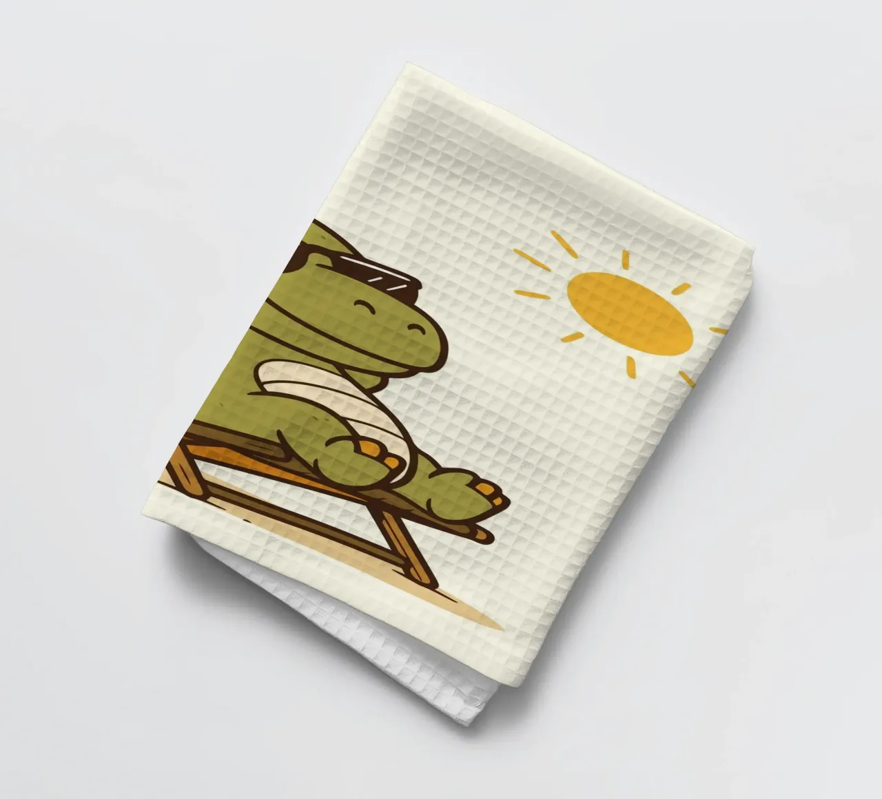 entspannter Dinosaurier mit Sonnenbrille genießt die Sonne Geschirrtuch von namosh