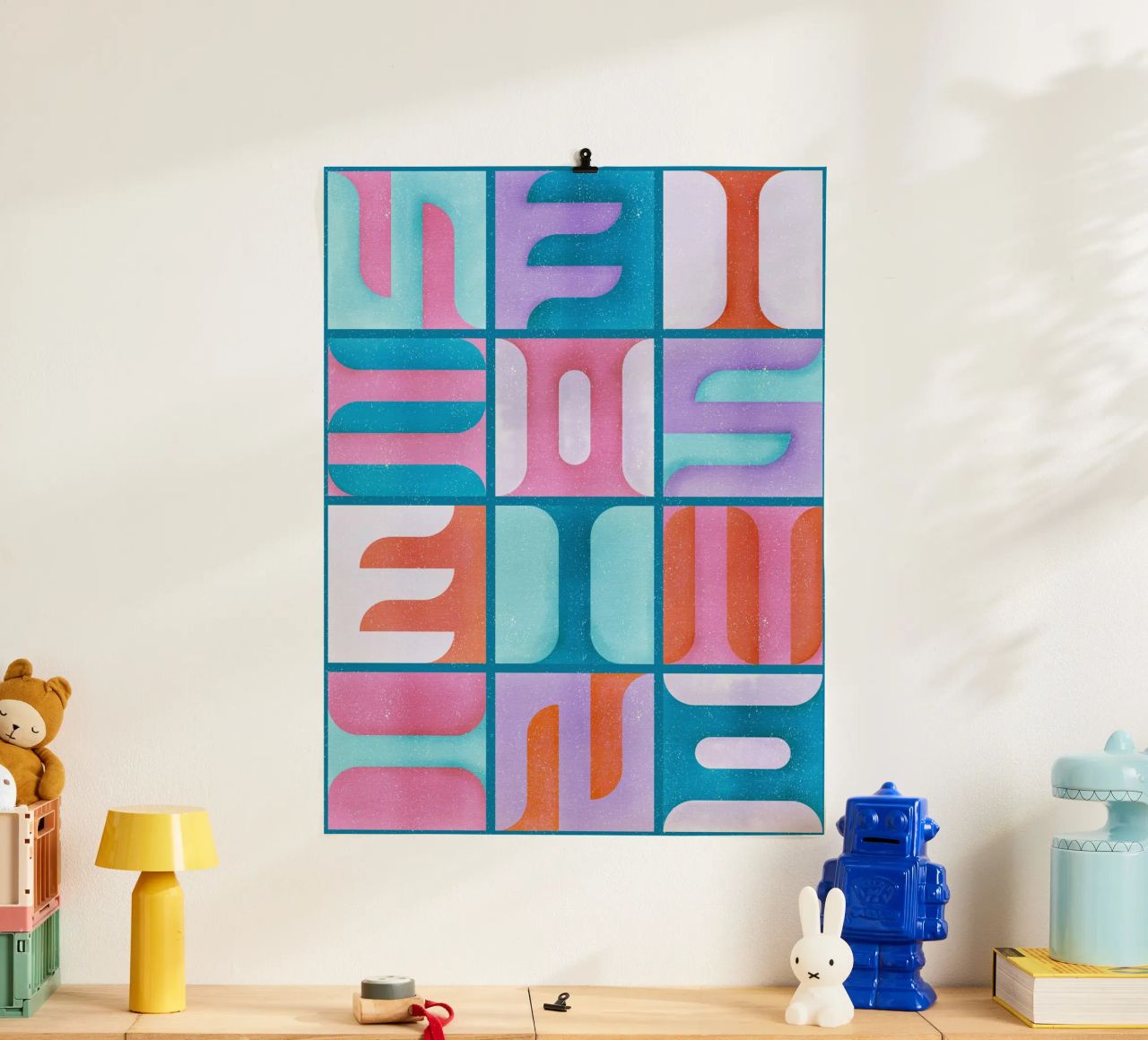 Simbolica Tiles On Carribean Blue Canvas Poster von designdn