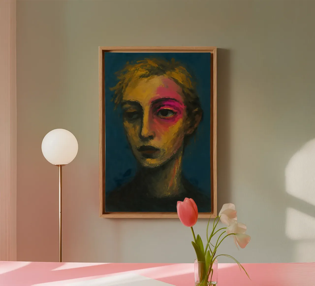Neon Whisper tela con Cornice a cassetta da Art.Piece