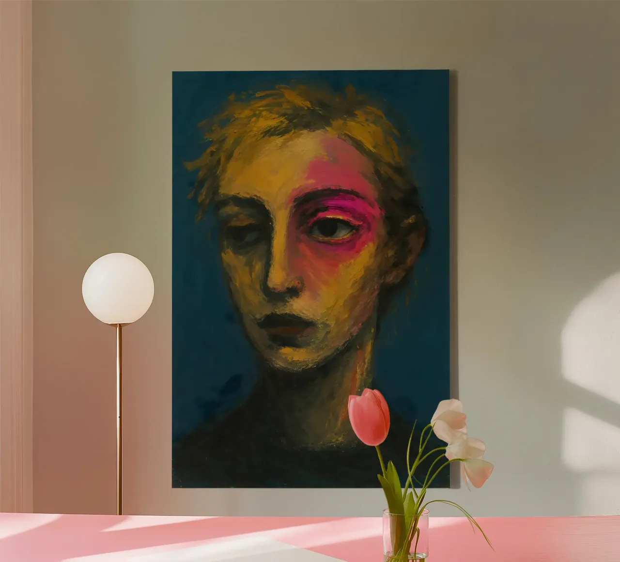 Neon Whisper tela con Cornice a cassetta da Art.Piece