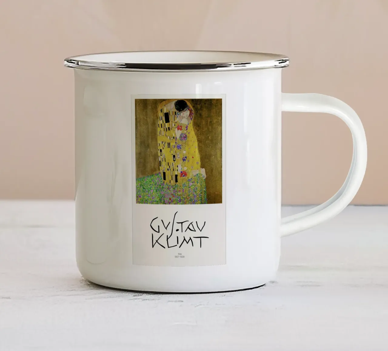 Klimt - The Kiss III tazza in smalto da Vintage by JUNIQE