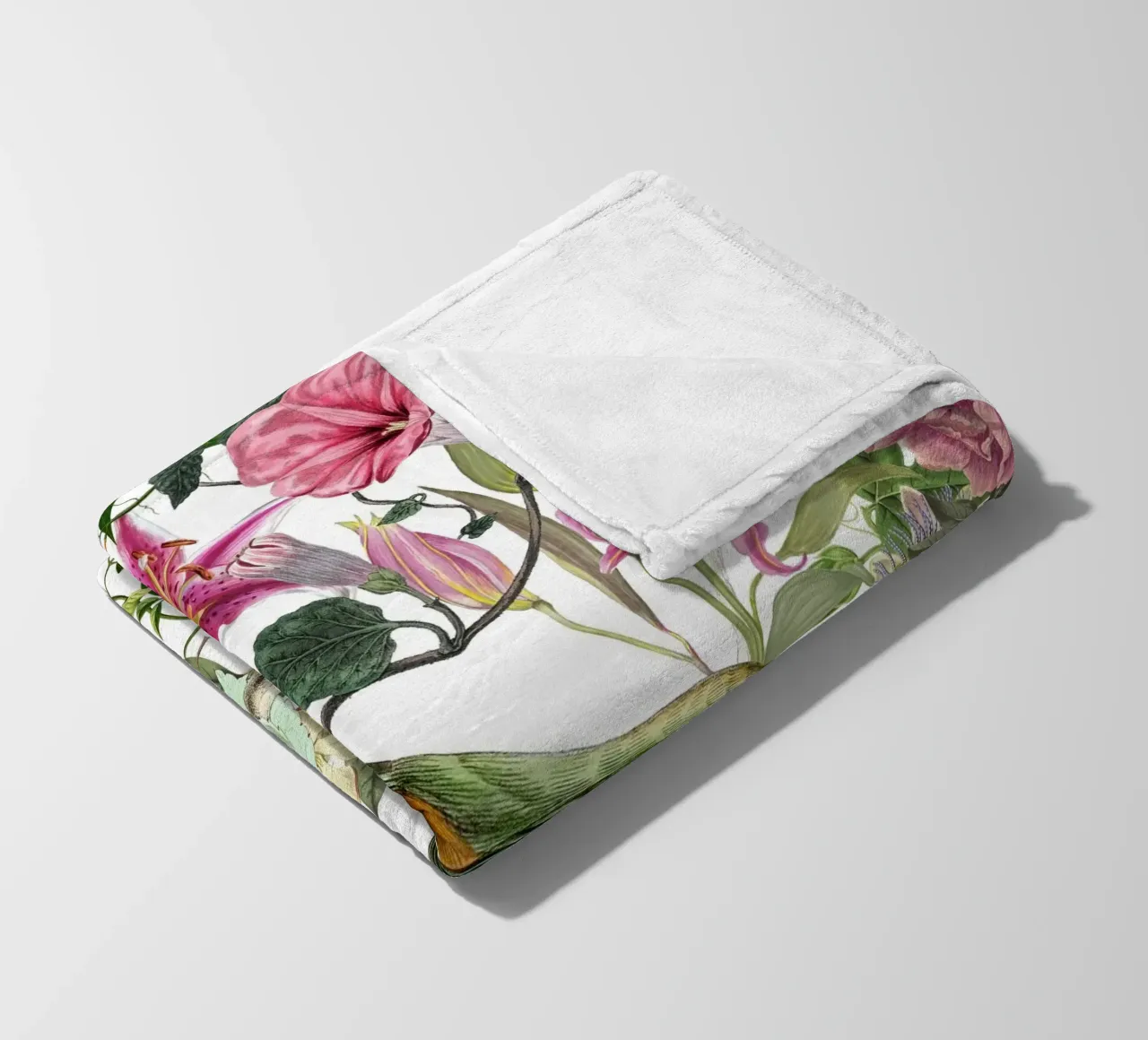 Pastel Garden Bird And Flowers Memory fleece blanket by Andrea Haase Vintage World