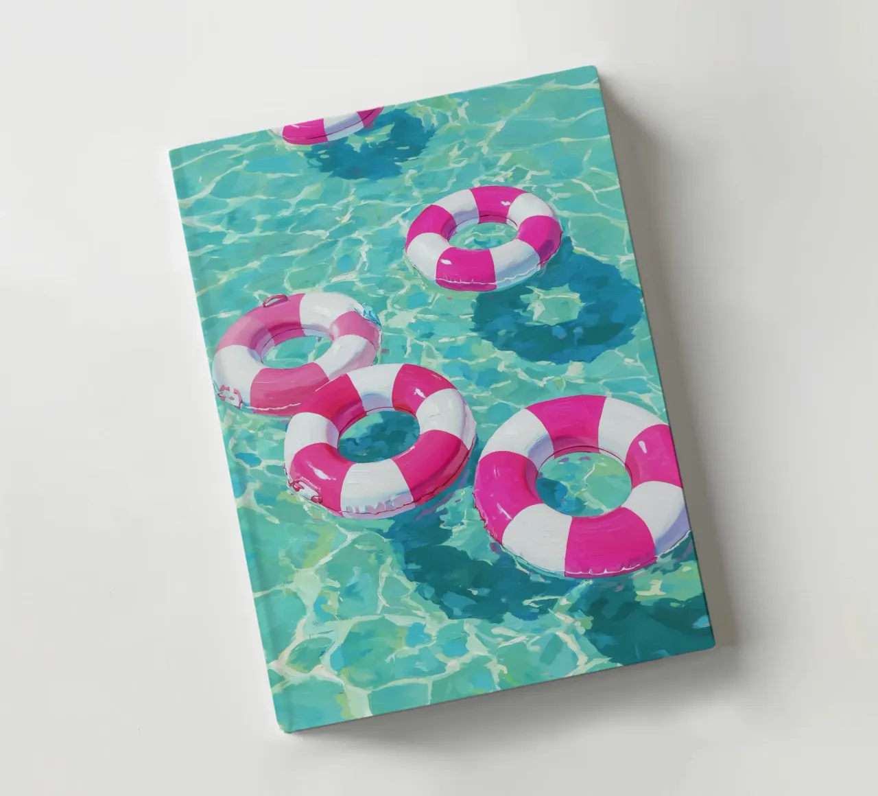 Cheerful floating tyres notebook by Carinaprint