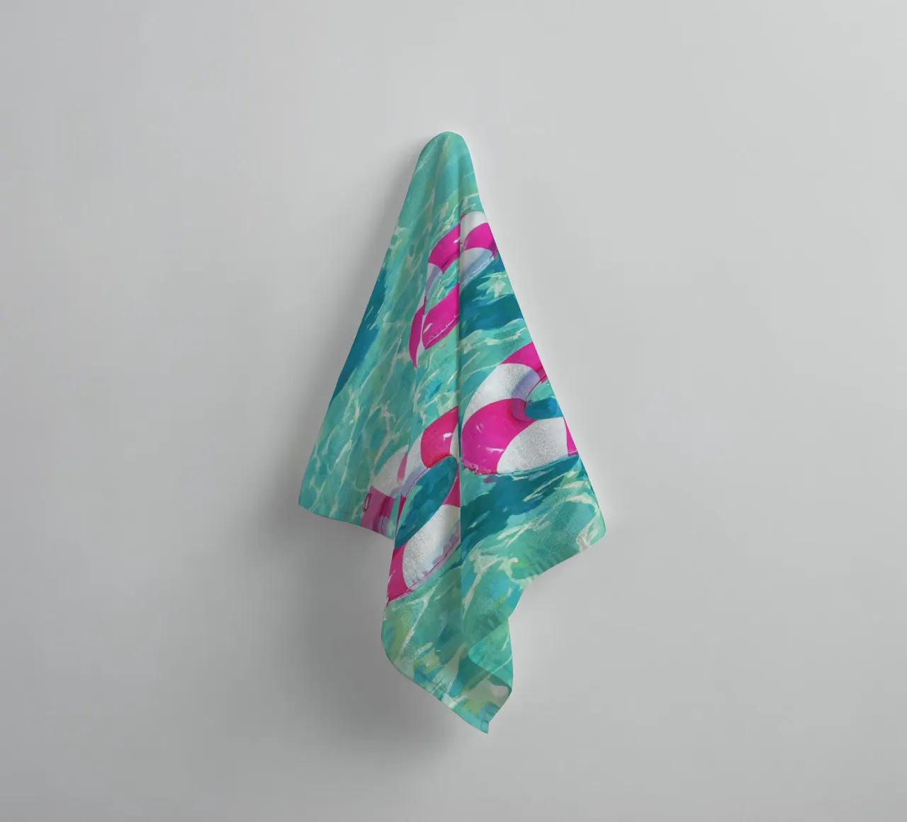 Cheerful floating tyres towel by Carinaprint
