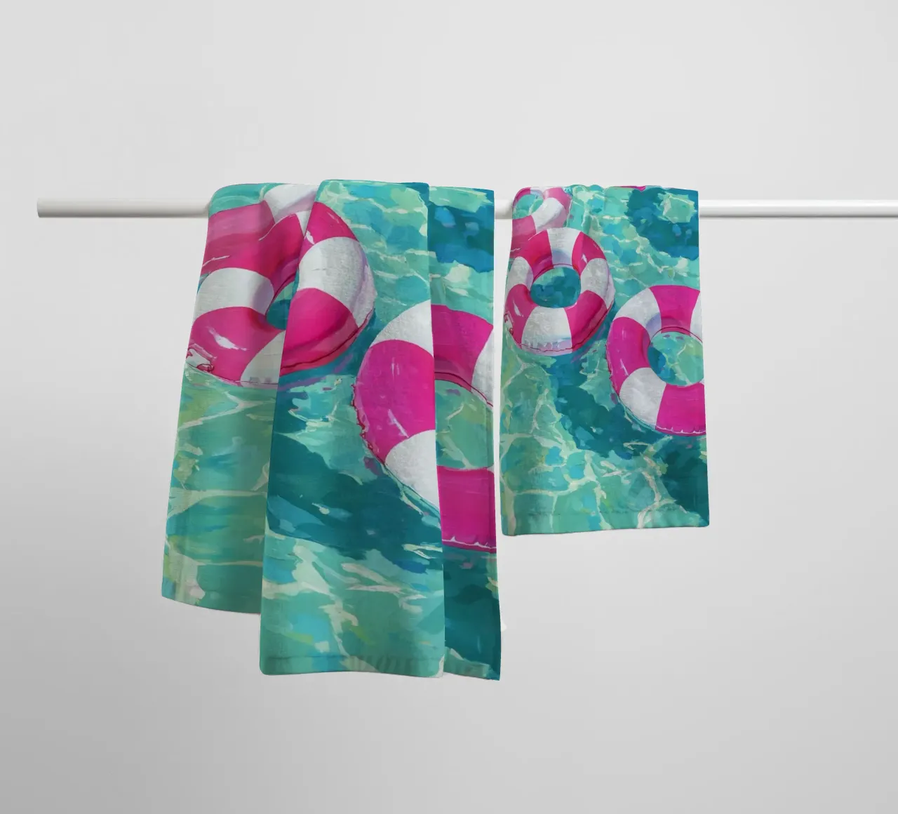 Cheerful floating tyres towel by Carinaprint